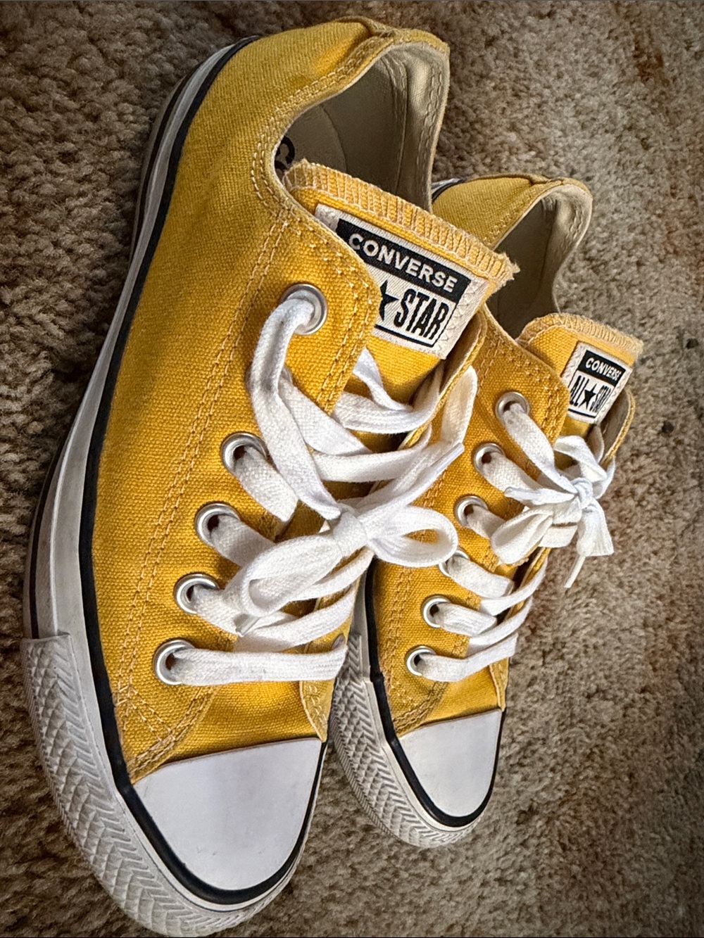 Converse Yellow Low Top Canvas Sneakers with White Accents